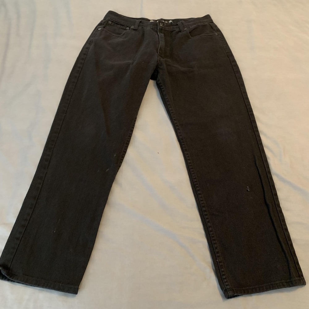 Akademiks Jeans‎ Mens 36x34 Black Straight Leg Dark Wash Denim Pants A53JN02
